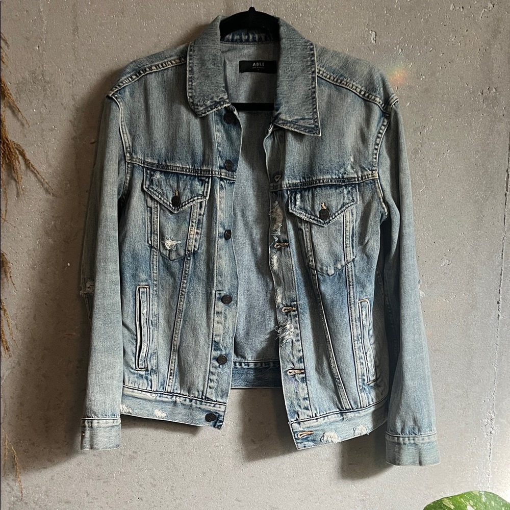 Able Distressed Denim Jacket - image 1